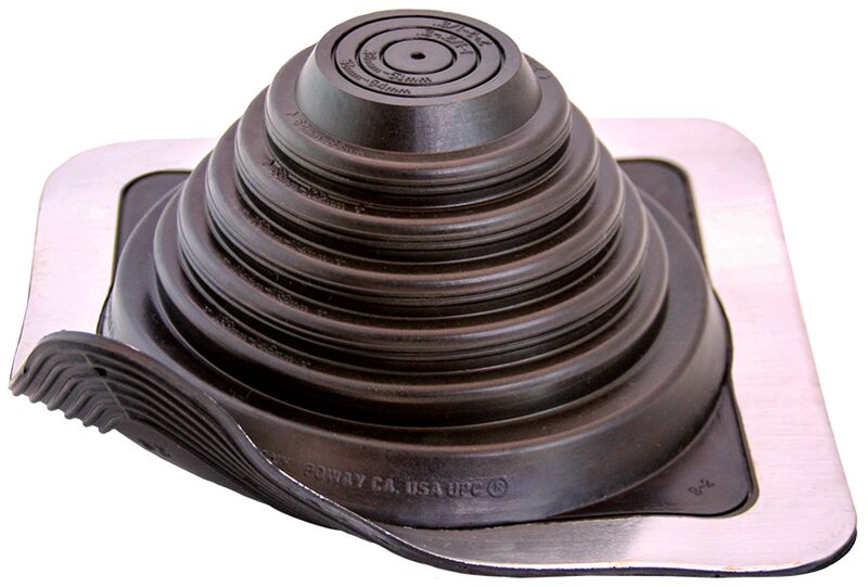 Master Flash 14052 Roof Flashing, 8 in OAL, 8 in OAW, For 0 to 5-3/4 in Pipe, EPDM/Aluminum, Black