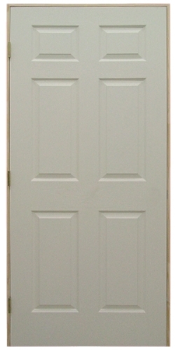 18 in x 80 in, 6 Panel, Hollow Core, Prehung Door, Left Hand, Yellow Zinc Hinges