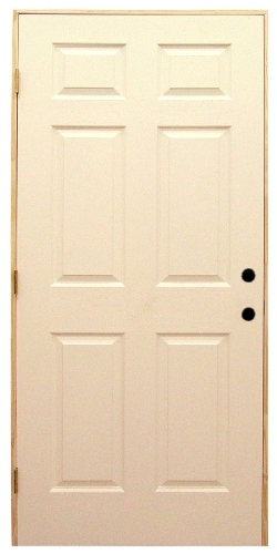 36 in x 80 in, 6 Panel, Steel, Insulated, Primed, Exterior Prehung Door, Right Hand, Yellow Zinc Hinges