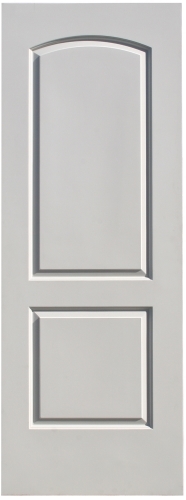 36 in x 80 in, Camber Top, 2 Panel, Smooth, Steel, Primed, Exterior Prehung Door, Right Hand, Satin Nickel Hinges
