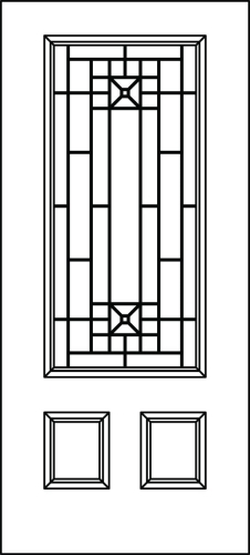 36 in x 80 in, 3/4 View, Courtyard, 2 Panel, Primed, Fiberglass, Exterior Prehung Door, Right Hand, Oil Rubbed Bronze Hinges
