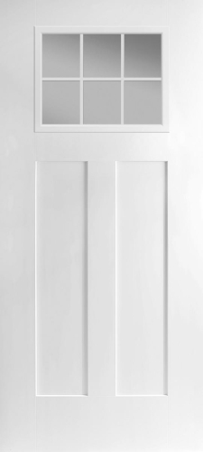 36 in x 80 in, 6 Lite, Craftsman, 2 Panel, Smooth Unfinished, Fiberglass, Primed, Exterior Prehung Door, Left Hand, Oil Rubbed Bronze Hinges