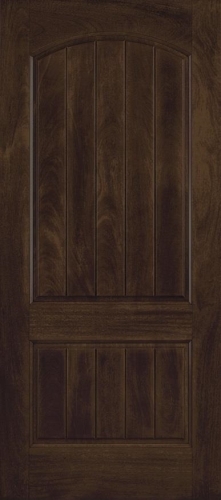 36 in x 80 in, Patina, Prefinished Chestnut Mahogany, 2 Panel, Fiberglass, Exterior Prehung Door, Right Hand, Oil Rubbed Bronze Hinges, TDI
