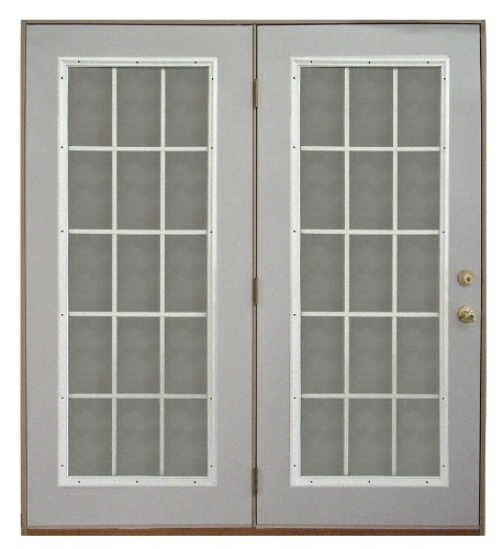 72 in x 80 in, Fullview, 15 Lite External Grille, Steel, Primed, French Door, Left Hand, Yellow Zinc Hinges