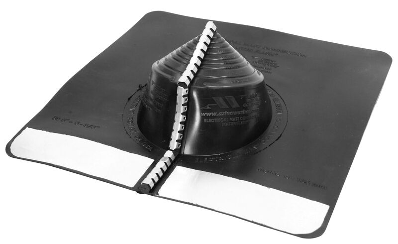 Electrical Mast Connection Master Flash 14090 Roof Flashing, 15 in OAL, 15 in OAW, For 0 to 5-3/8 in Pipe, EPDM/Aluminum, Black