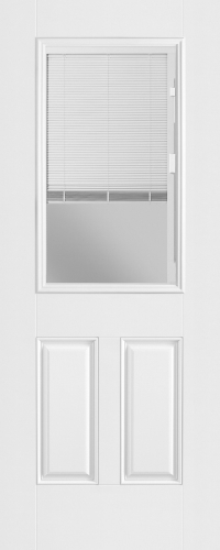 36 in x 80 in, Halfview, Mini Blind, 2 Panel, Primed, Steel, Exterior Prehung Door, Left Hand, Oil Rubbed Bronze Hinges