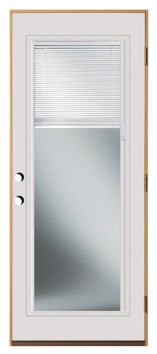 36 in x 80 in, Fullview, Mini Blind, Steel, Primed, Exterior Prehung Door, Left Hand, Satin Nickel Hinges