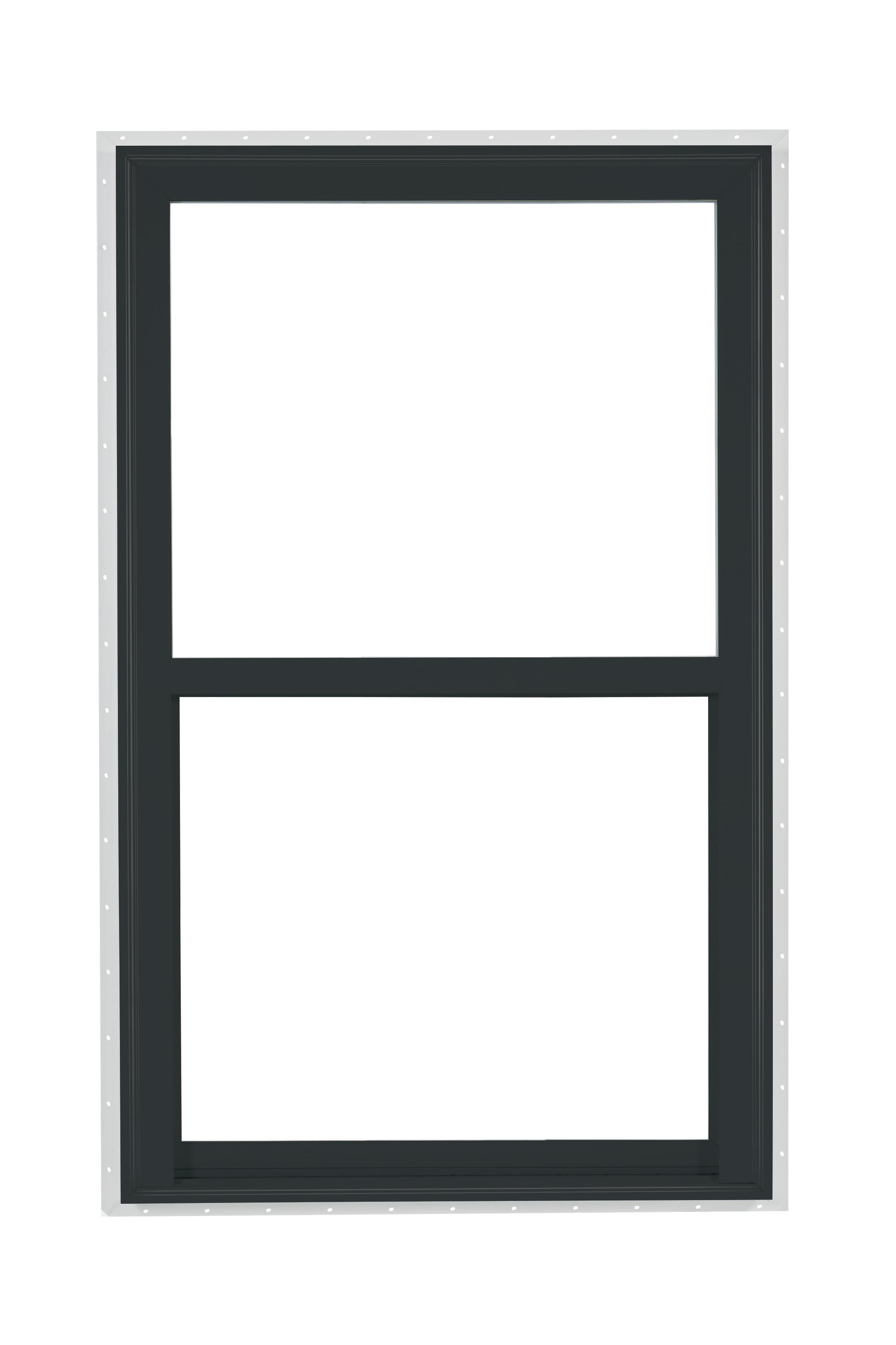 2030 150 Series Insulated Low-E/Ultra Clear 366 Glass 1/1 Black/White Single-Hung Window, Vinyl
