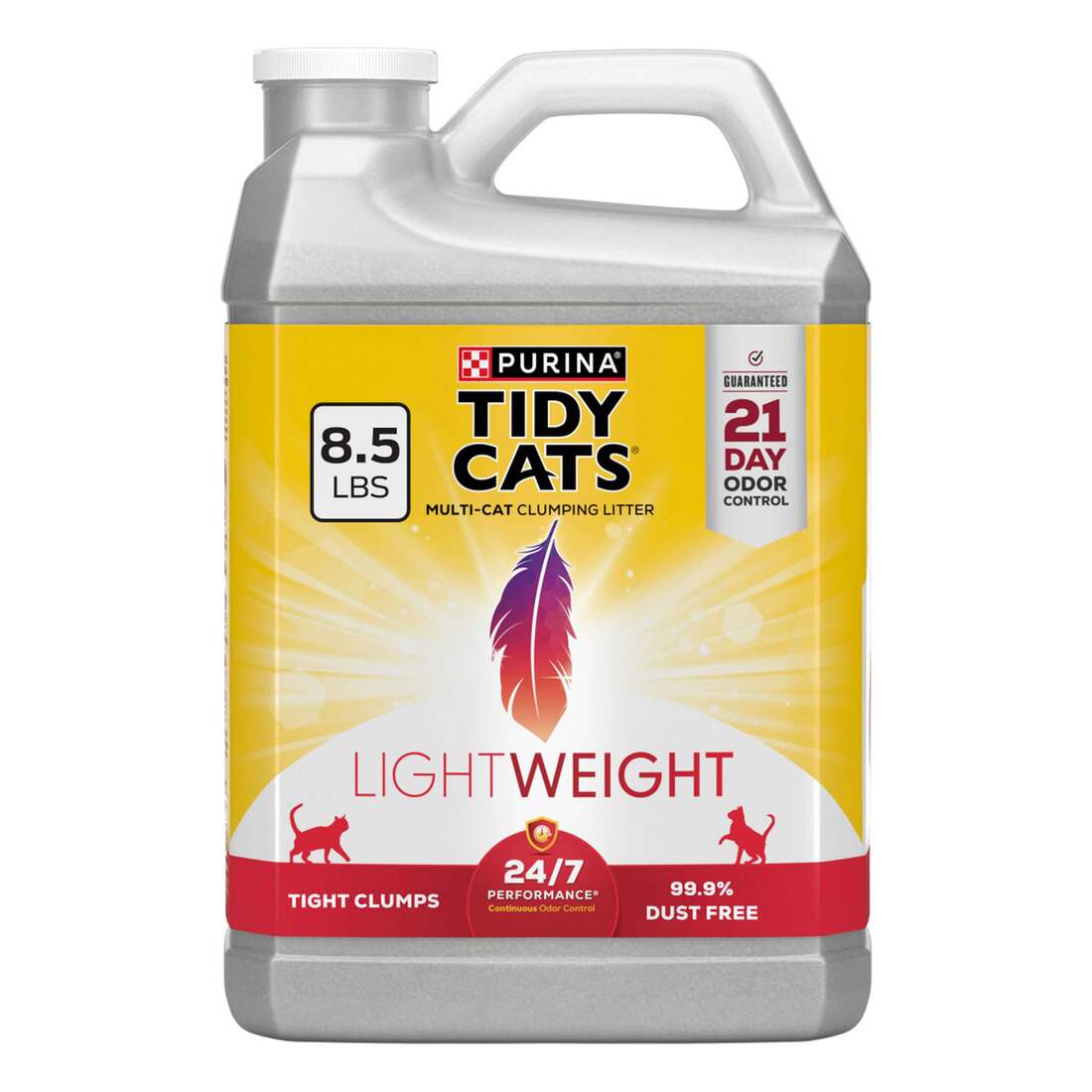 Tidy Cats 15366 Lightweight Cat Litter, 8.5 lb Jug, Clumping, Scented