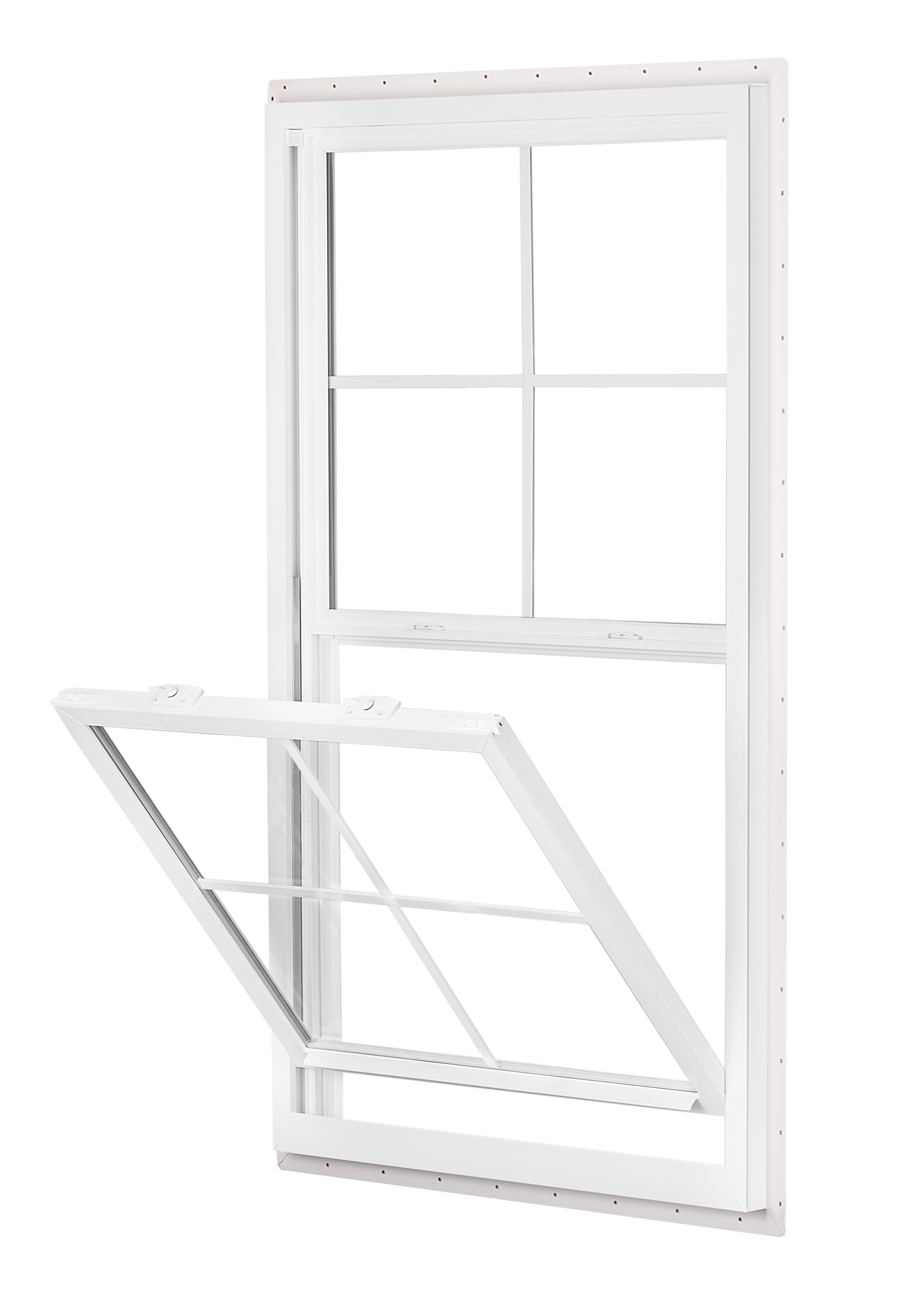 2050 160 Series Insulated Low-E/Ultra Clear 366 Glass 4/4 White Single Hung Window, Vinyl