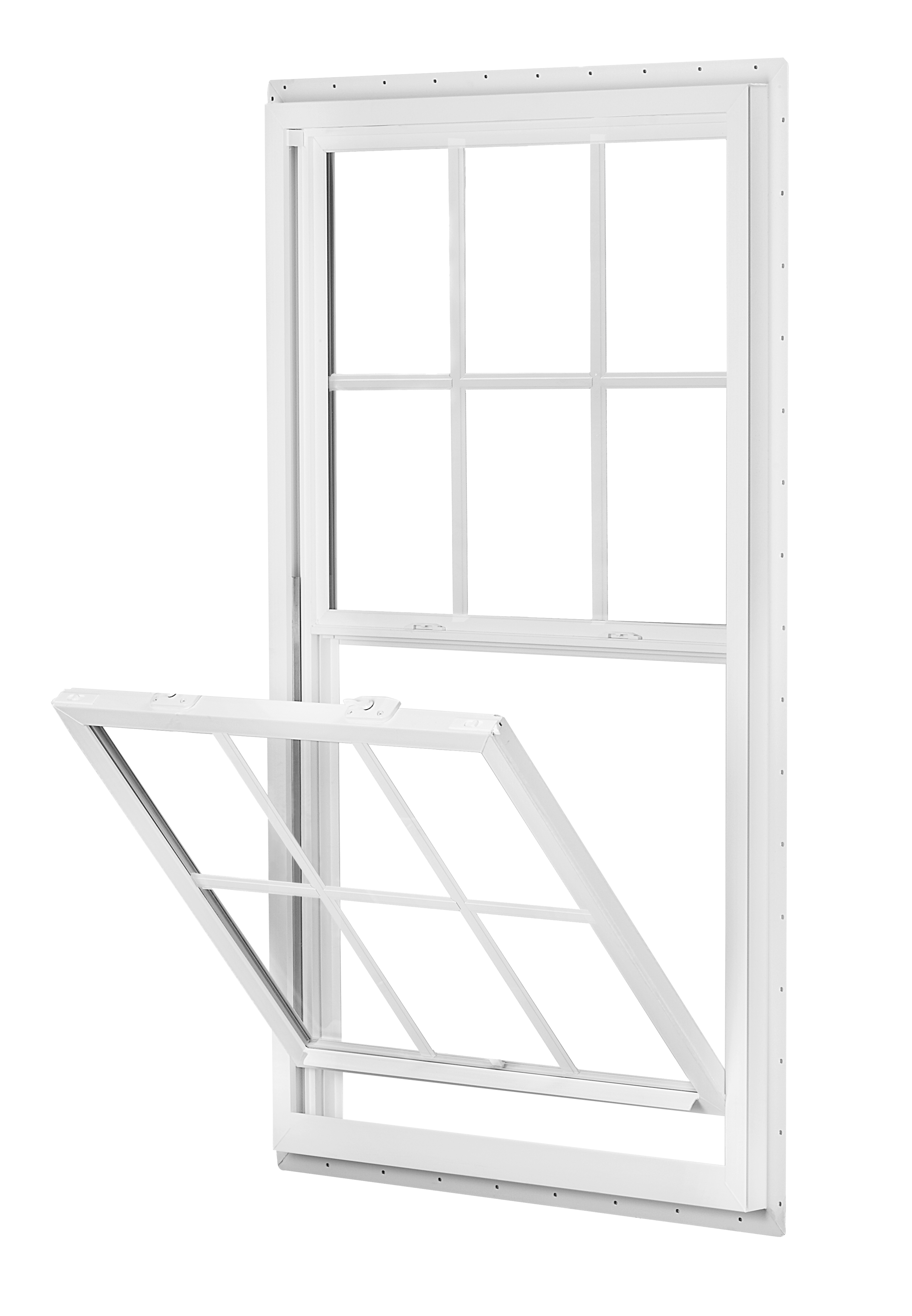 3030 160 Series Insulated Low-E/Ultra Clear 366 Glass 6/6 White Single-Hung Window, Vinyl