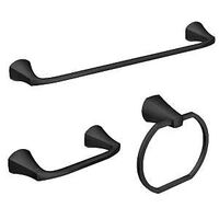 Lindor MY8793BL Bathroom Hardware Set, Zinc, Black, Matte, 3-Piece