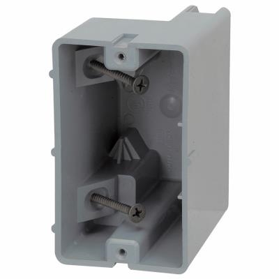 MSB1G Device Box, 1 -Gang, 4 -Knockout, 1/2 in Knockout, PVC, Gray, Screw Mounting