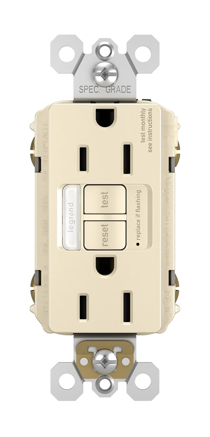 Pass & Seymour radiant Series 1597TRICCD4 GFCI Duplex Receptacle, Nylon, Ivory, 2-Pole, 15 A, 125 VAC, 14 to 10 AWG Wire