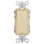 radiant Series TM874ICC6 Paddle Switch, 15 A, 120/277 VAC, Push Wire, Side Wire Terminal, Ivory, 4-Pole
