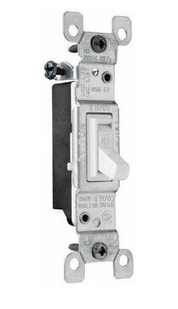 TradeMaster 660WGCACC20 Toggle Switch, 15 A, 120 VAC, Back Wire, Side Wire Terminal, White