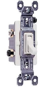 TradeMaster 663WGCACC20 Toggle Switch, 15 A, 120 VAC, Back Wire, Side Wire Terminal, White
