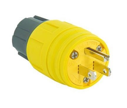 PS14W47CCV3 Watertight Plug, 2 -Pole, 15 A, 125 V, IP65, 66, 67, NEMA: NEMA 5-15P, Yellow