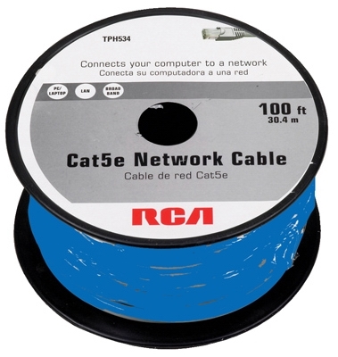 TPH534B Network Cable, 100 ft L, 5E Category Rating, Blue Sheath