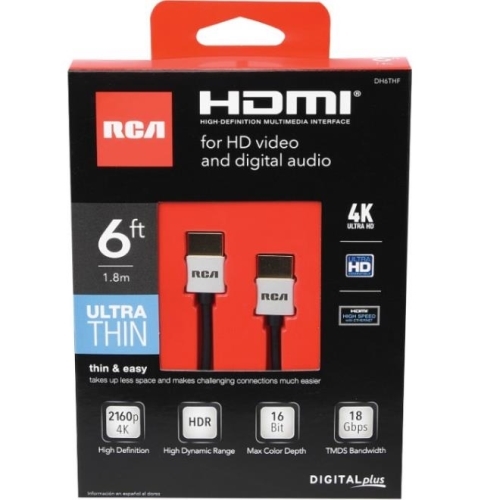 DH6THF Ultra Thin HDMI Cable, 6 ft L