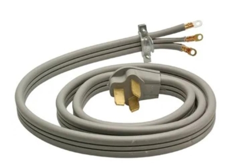 09014ME Range Cord, 6/2, 8/1 AWG Cable, Male Plug, 4 ft L, 50 A, 250 V, Gray