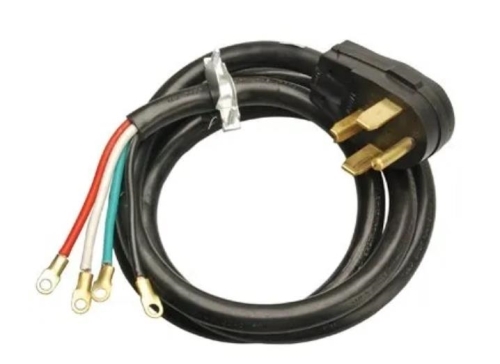 09154ME Dryer Cord, 10/4 AWG Cable, Male Plug, 4 ft L, 30 A, 125/250 V, Black