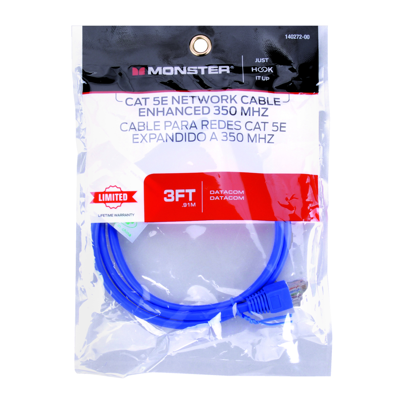 Just Hook It Up 140272-00 Network Cable, 3 ft L, Cat5e Category Rating, Blue Sheath