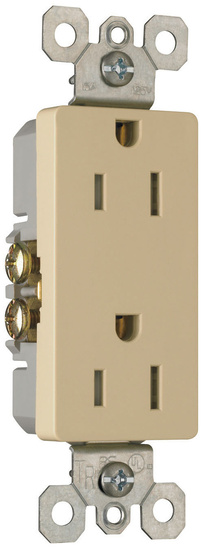 Pass & Seymour radiant Series 885TRICC8 Duplex Receptacle, Thermoplastic, 2-Pole, 15 A, 125 V, 3-Wire
