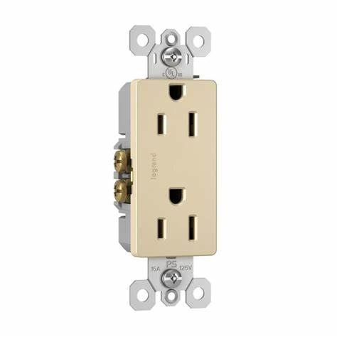 Pass & Seymour radiant Series 885ICC21 Duplex Receptacle, Thermoplastic, Ivory, 2-Pole, 3-Wire, 125 V, Push, Side Wiring