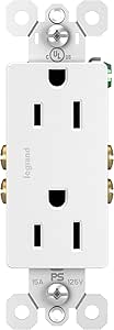 Pass & Seymour radiant Series 885WCC21 Duplex Receptacle, Thermoplastic, White, 2-Pole, 15 A, 125 V