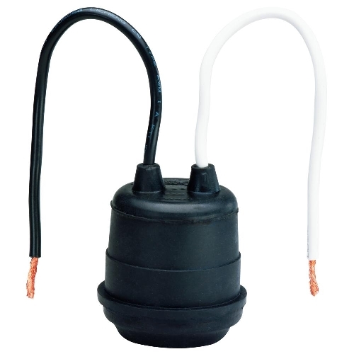 201CC12 Pigtail Lamp Holder, 250 V, 660 W, Rubber Housing Material, Black