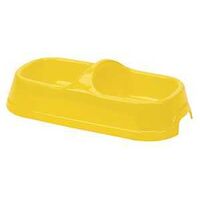 00213H Dog Feeding Bowl, L, 14 oz Volume, 2-Compartment, Plastic, Yellow