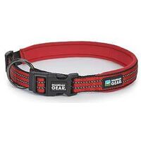 ZA0006 16 83 Dog Collar, O-Ring Link, 16 to 83 in L Collar, 1 in W Collar, M Breed Size, Nylon, True Red, Reflective Taping