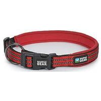 ZA0006 20 83 Dog Collar, O-Ring Link, 20 to 83 in L Collar, 1-1/4 in W Collar, L Breed Size, Nylon, True Red, Reflective Taping