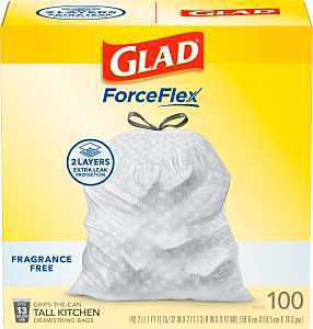 ForceFlex Series 22540 Fragrance-Free Trash Bag, 13 gal, Plastic