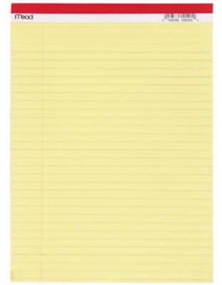 59610 Legal Pad, 8-1/2 x 11 in Sheet, 50-Sheet, Yellow Sheet