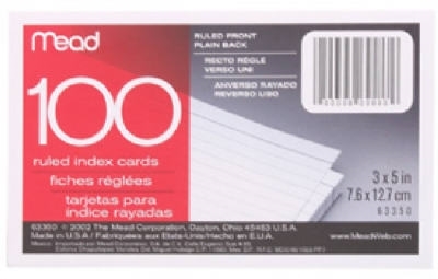 63350 Index Card, 3 in L, 5 in W