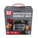 GRHDCBAG20 Contractor Bag, 42 gal, Black, Plastic, 20 ct