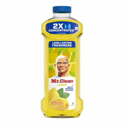 Mr. Clean 2X Con Cleaner, Bottle, Liquid, 23 oz, Yellow, Lemon