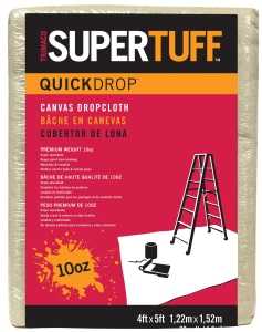 SUPERTUFF 51125 Drop Cloth, 5 ft L, 4 ft W, Canvas, Beige/Cream
