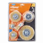 70184609158 Wire Wheel Brush Set, 1 in Dia, 1/4 in Arbor/Shank, 0.012 in Dia Bristle, Brass Bristle, 6 pc.