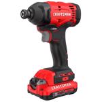 CMCF801D1 Impact Driver Kit, Battery Included, 20 V, 1.3 Ah, 1/4 in Drive, Hex Drive, 3100 ipm
