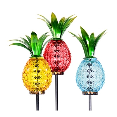 5710 Garden Stake, Pineapple, Metal/Plastic, Assorted