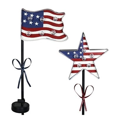 Exhart 5711 Garden Stake, Flag, Patriotic Star, Metal/Plastic