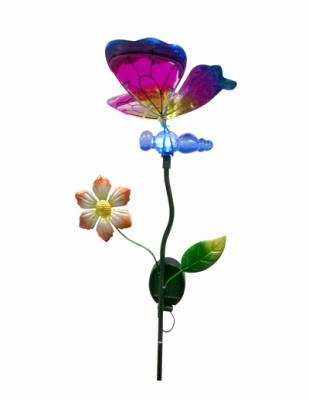 830-1675 Stake Light, Butterfly, LED Lamp, Glass/Metal