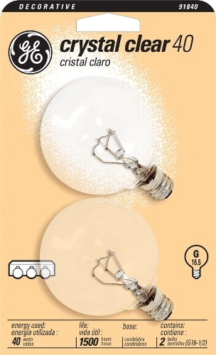 17730 Light Bulb, 40 W, G16.5 Lamp, E12 Candelabra Lamp Base, 370 Lumens, 2500 K Color Temp, Soft White Light