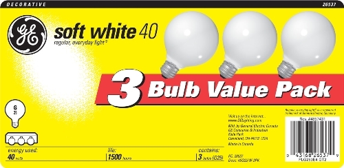 44742 Light Bulb, 40 W, G25 Lamp, E26 Medium Lamp Base, 370 Lumens Lumens, 2600 K Color Temp, Soft White Light