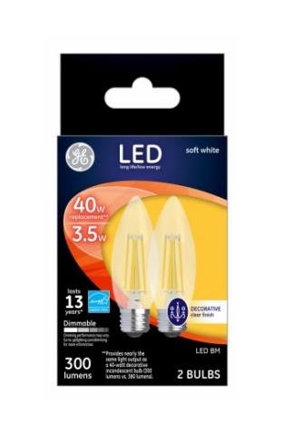22589 LED Bulb, Decorative, BM Lamp, 25 W Equivalent, Medium Lamp Base, Dimmable, Soft White Light, 2700 K Color Temp