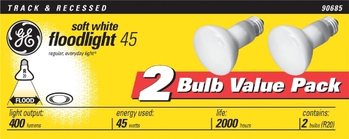 18279 Light Bulb, 45 W, R20 Lamp, E26 Medium Lamp Base, 310 Lumens, 2600 K Color Temp, Soft White Light