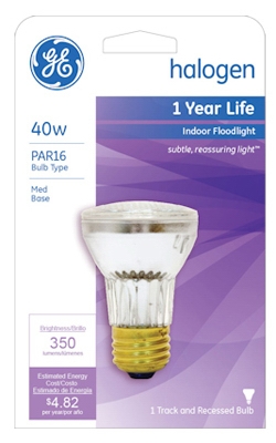 47576 Halogen Bulb, 40 W, E26 Medium Lamp Base, PAR16 Lamp, 2000 hr Average Life